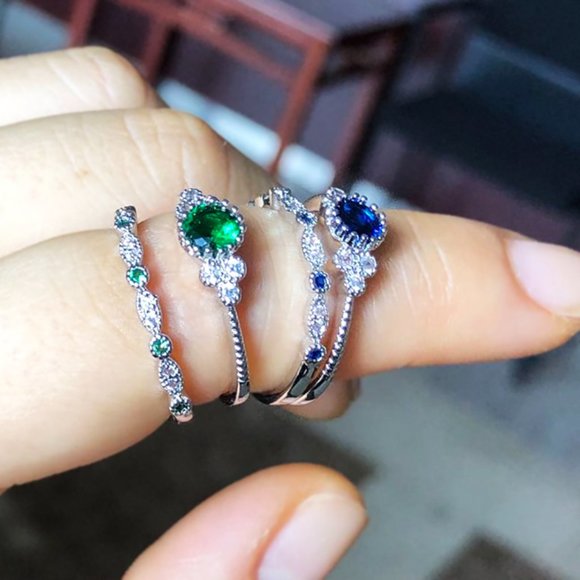 Tiny Round CZ Bright Thin Simple Finger Dainty Ring for Women, EVGG1326 - Picture 8 of 10